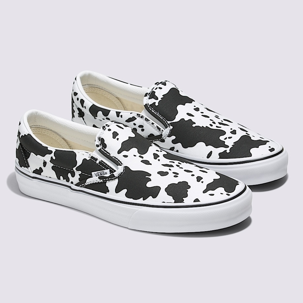 Vans Customs Classic Cow Print Slip-On Shoe Unisex Women's Sz 8.5, Men's Sz 7